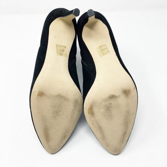 J. Crew Black Suede Stiletto Ankle Booties Women's Sz 10 Side Zip Made in Italy - Picture 6 of 9